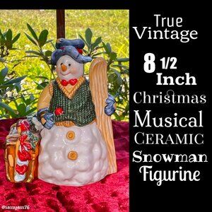 ▪️VTG▪️1990's Y2K 8 1/2 Inch Christmas Musical Ceramic Snowman Figurine